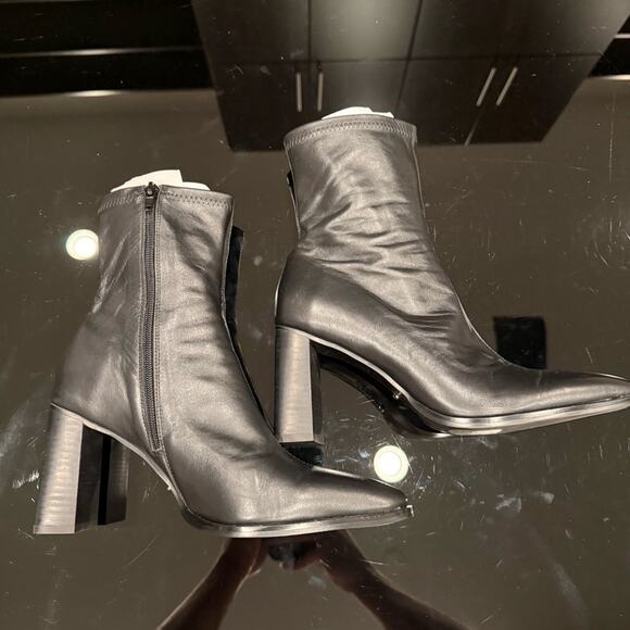 Black Leather Ankle Boots - Picture 7 of 10